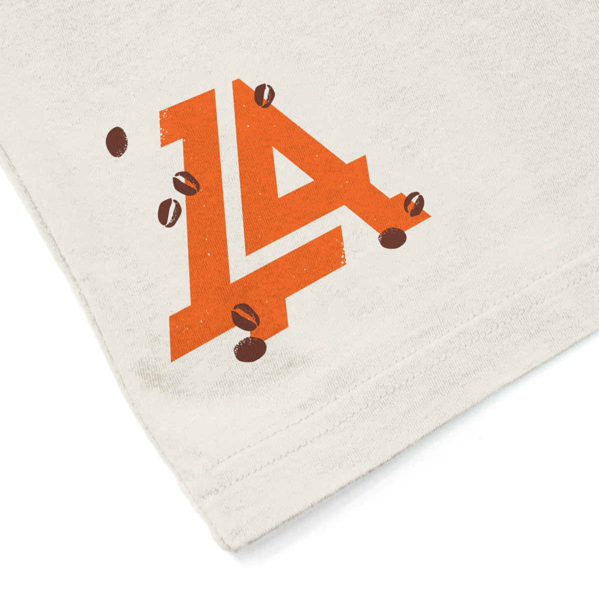 Lost Art Canada - brown orange print on natural eco lost art coffee donut tee back logo view