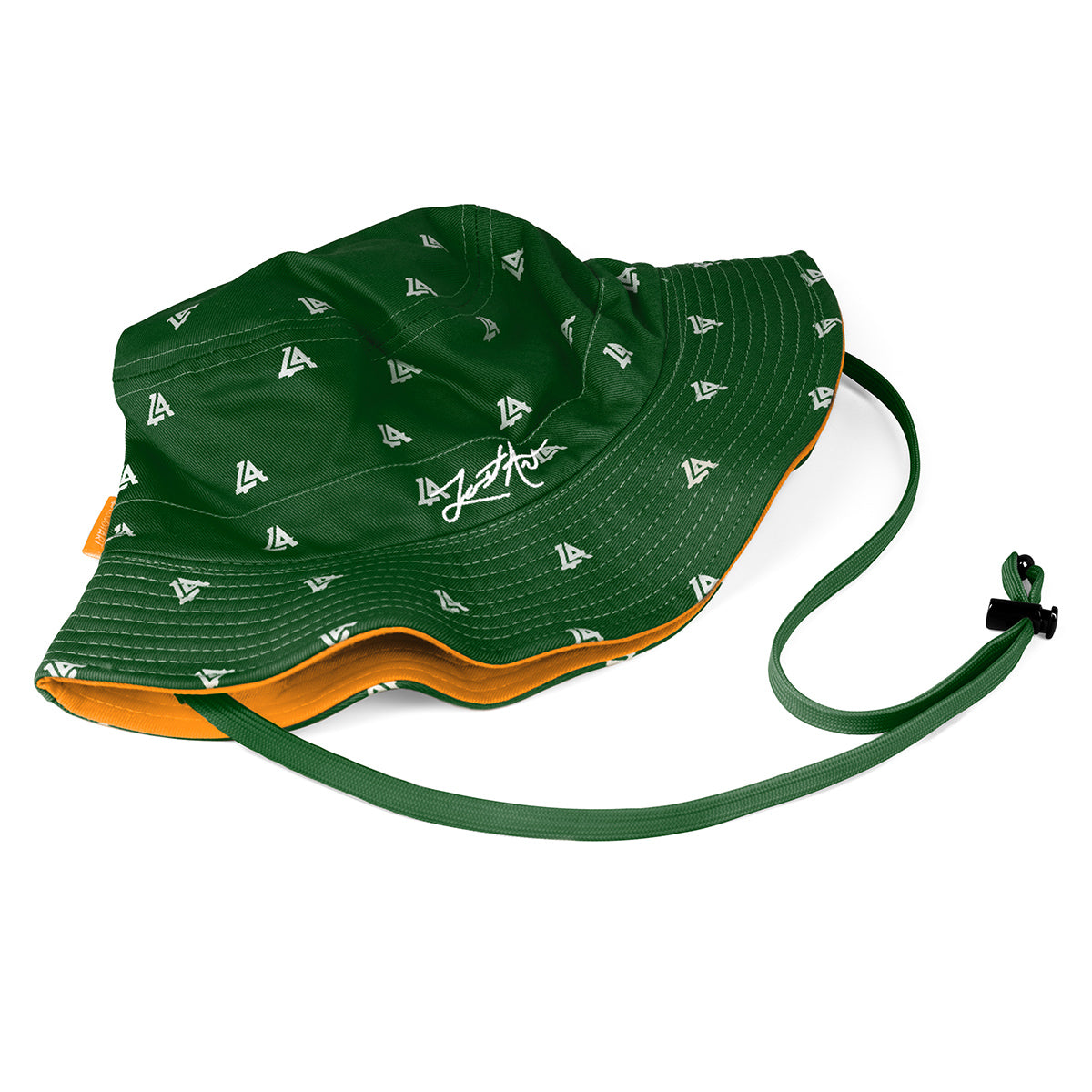 Lost Art Canada - green orange coloured bucket hat inside folded view