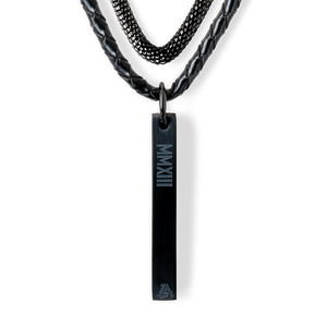 Lost Art Canada - black steel jewellery leather metal krane necklace close up