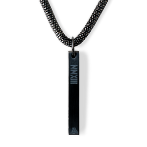 Lost Art Canada - black steel jewellery metal krane necklace close up