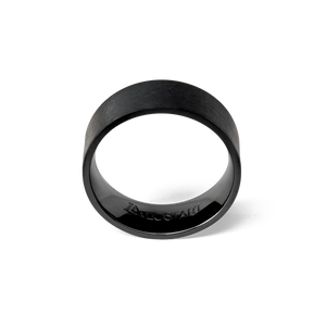 Lost Art Canada - black steel jewellery voke ring angle view