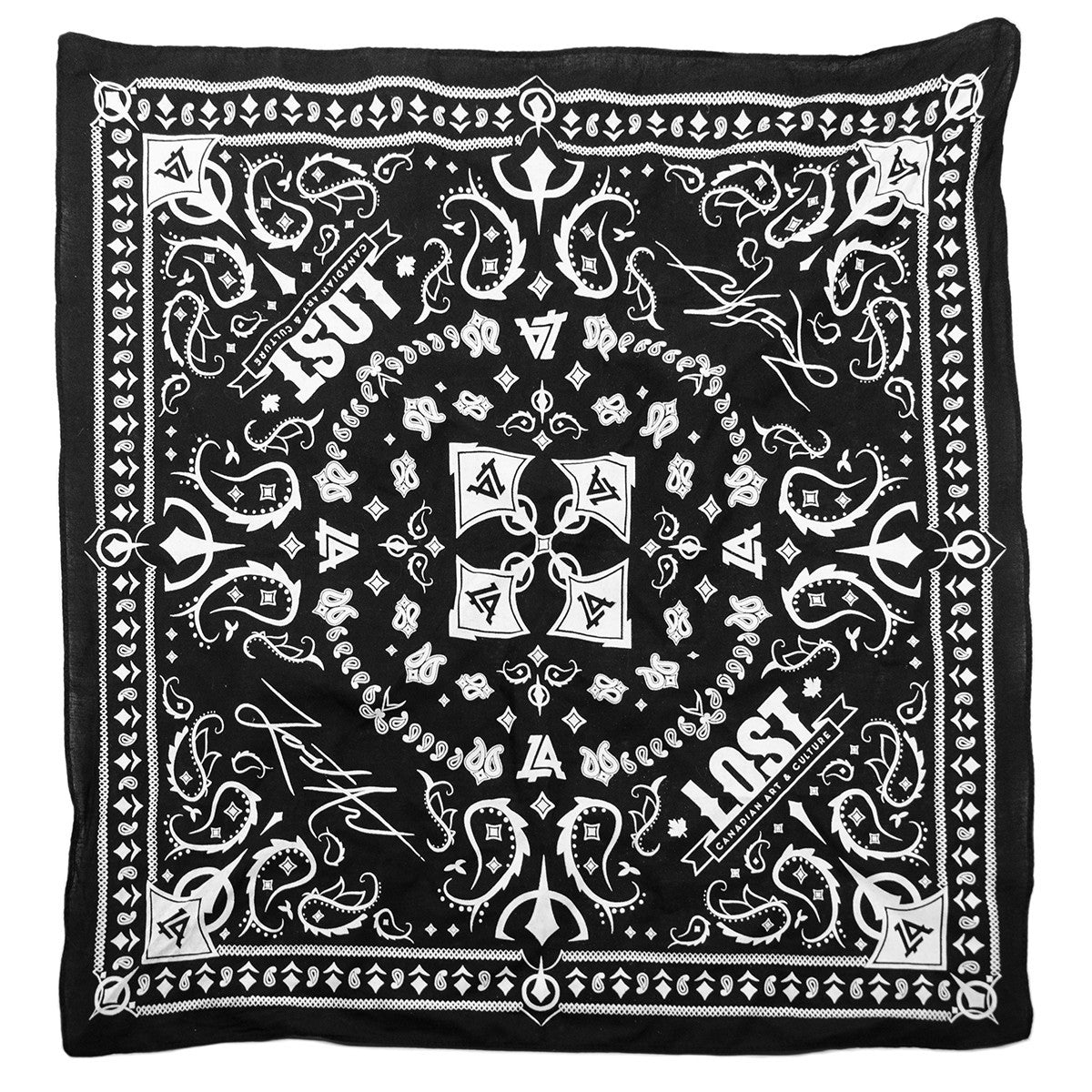 Lost Art Canada - custom black bandana front view