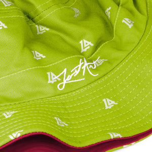 Lost Art Canada - green pink coloured bucket hat inside close up
