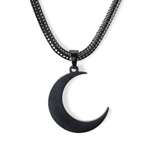 Lost Art Canada - black steel jewellery stainless steel arke moon necklace close up