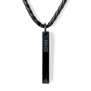 Lost Art Canada - black steel jewellery leather krane necklace close up