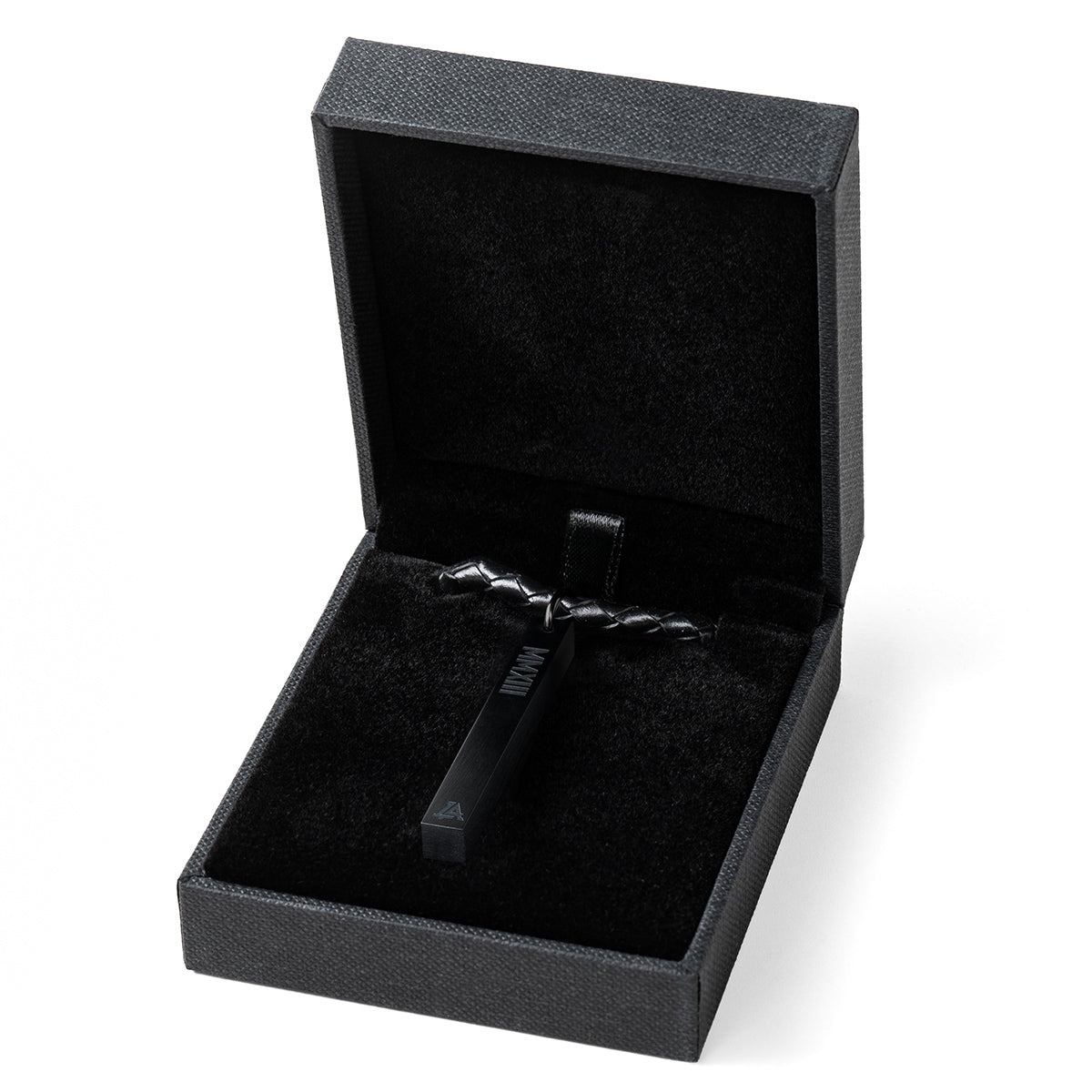 Lost Art Canada - black steel jewellery leather krane necklace in box
