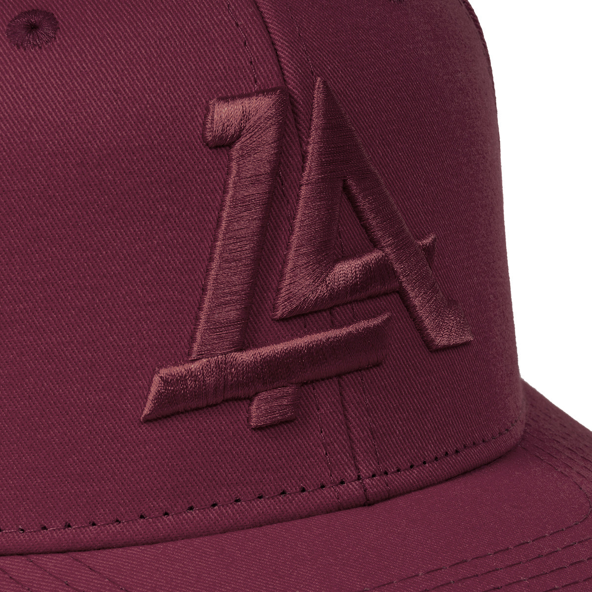 Lost Art Canada - maroon outfielder baseball snapback hat close up