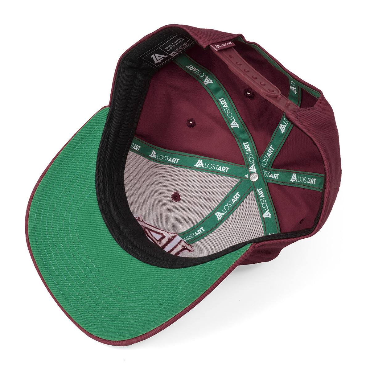Lost Art Canada - maroon outfielder baseball snapback hat inside view