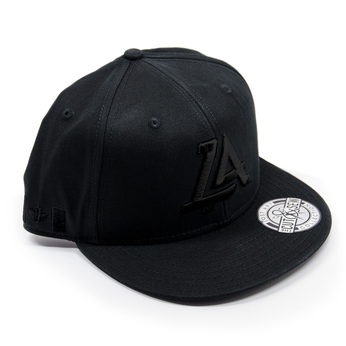 Lost Art Canada - black logo black snapback hat front view