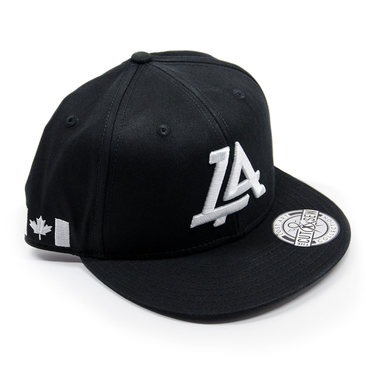 Lost Art Canada - white logo black snapback hat front view