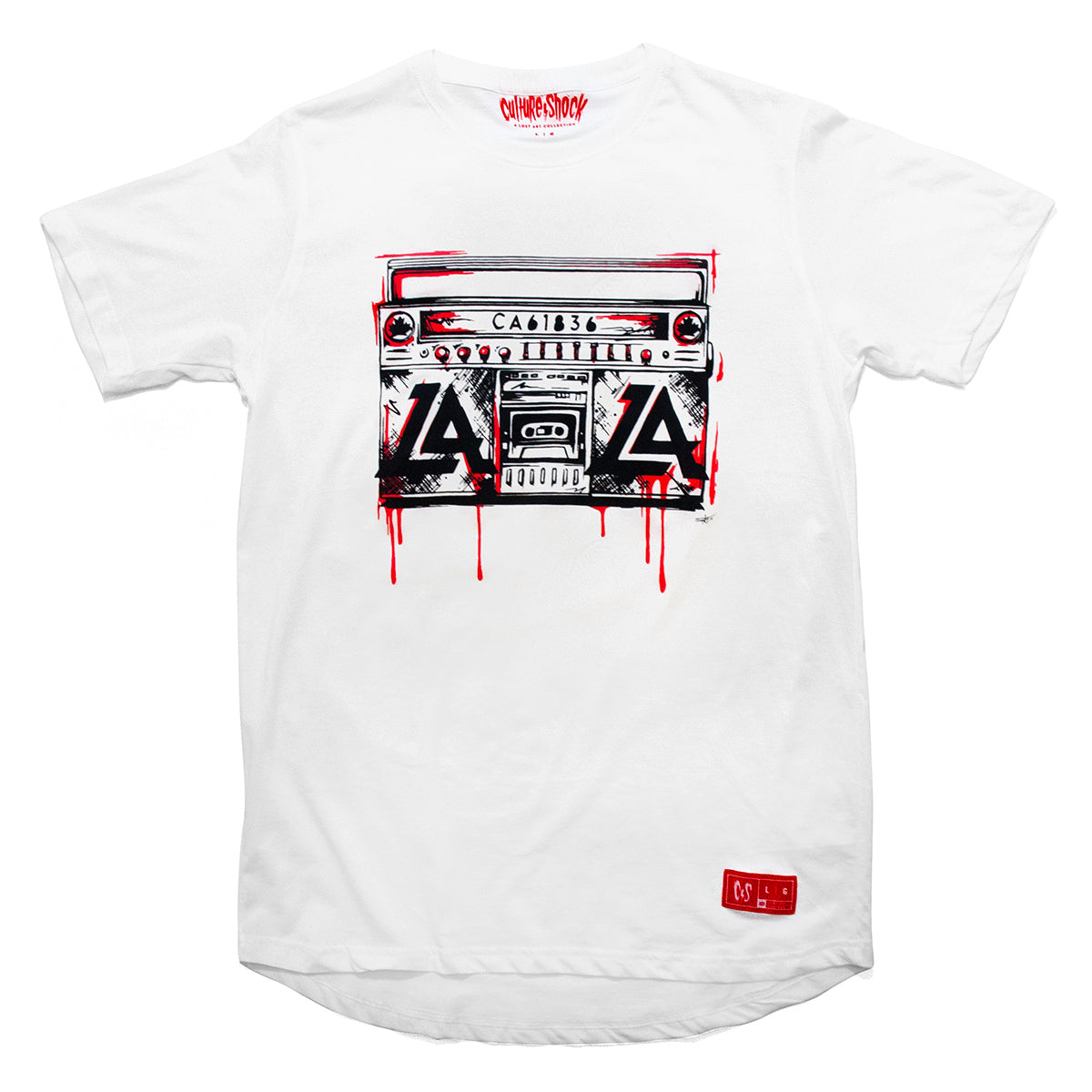 Culture Shock Canada - white Lost Art boombox tee front view