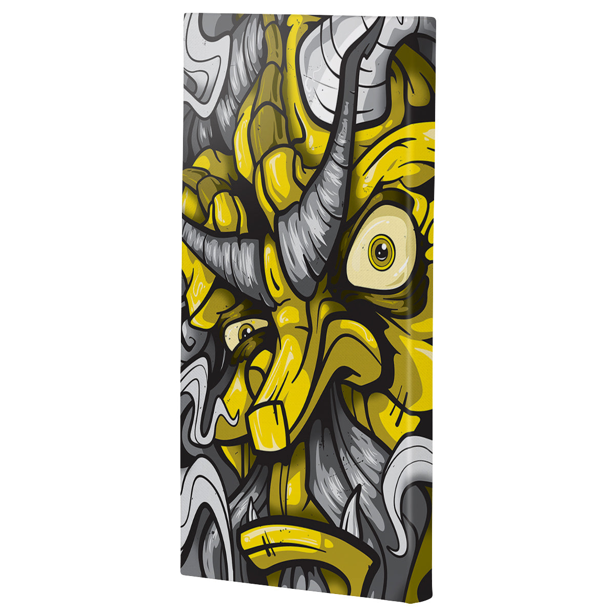 Lost Art Canada - yellow fire god canvas print angle view