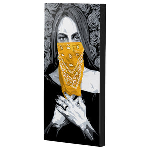 Lost Art Canada - yellow bandana bandita canvas print angle view