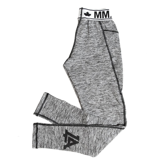 Lost Art Canada - heathered grey and black leggings side view