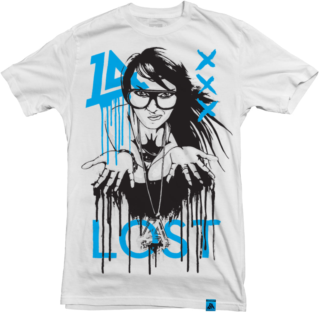 Lost Art Canada - white black and blue nova tee front view
