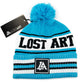 Lost Art Canada - blue pompom winter toque front view