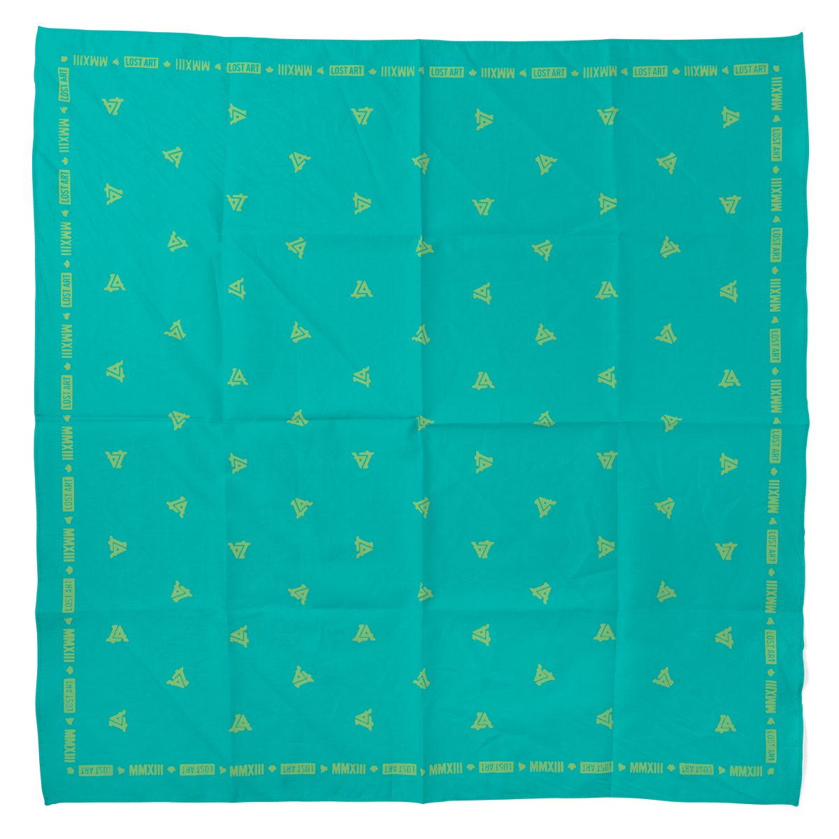 Lost Art Canada - teal citrus coloured bandana top view