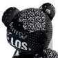Lost Art Canada - black white patterned teddy bear close up view