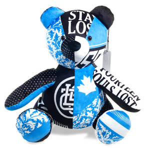 Lost Art Canada - black white blue patterned teddy bear front view