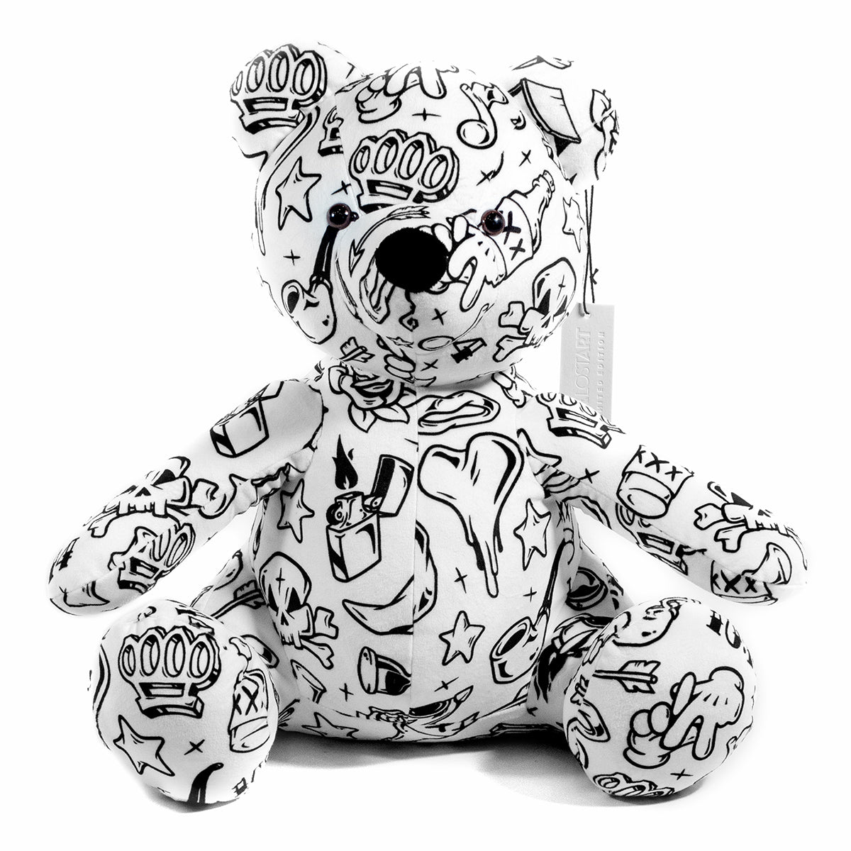 Lost Art Canada - white black patterned teddy bear front view