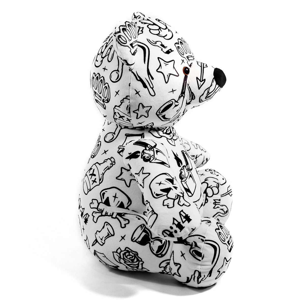 Lost Art Canada - white black patterned teddy bear right side view