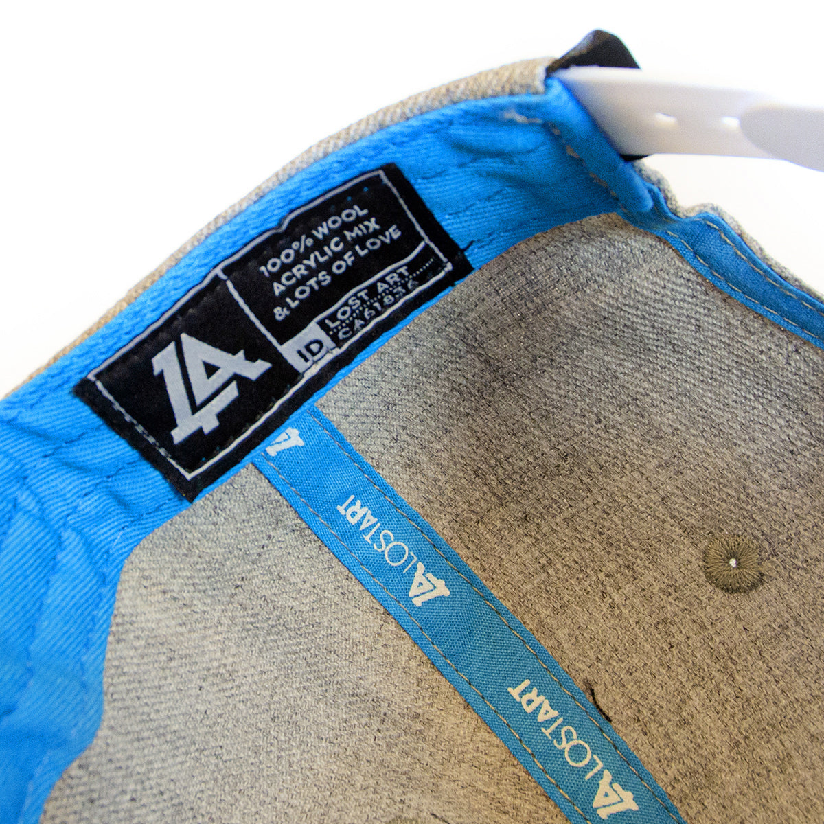 Lost Art Canada - white 807 grey wool mix snapback hat inside view