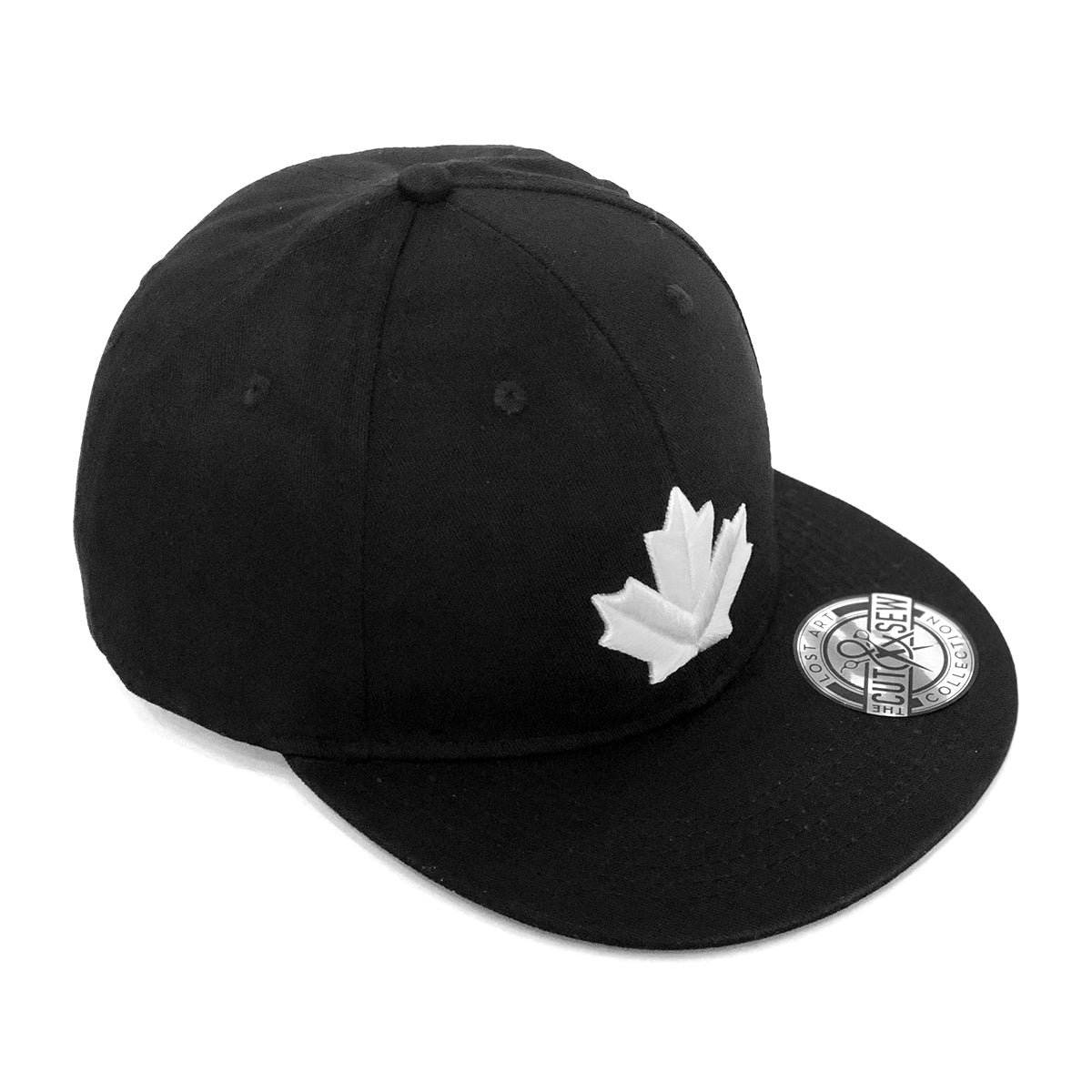 Lost Art Canada - white maple leaf black snapback hat front view