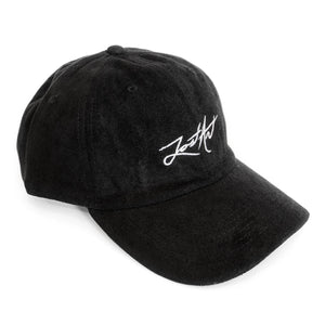 Lost Art Canada - black suede white signature logo strapback dad hat front view