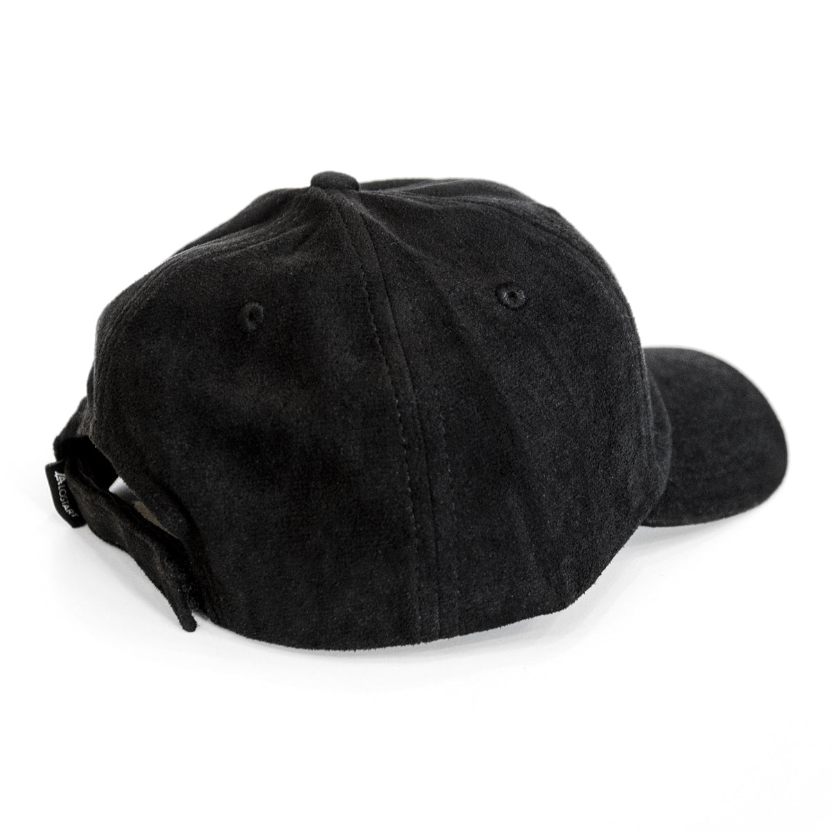 Lost Art Canada - black suede white signature logo strapback dad hat back view