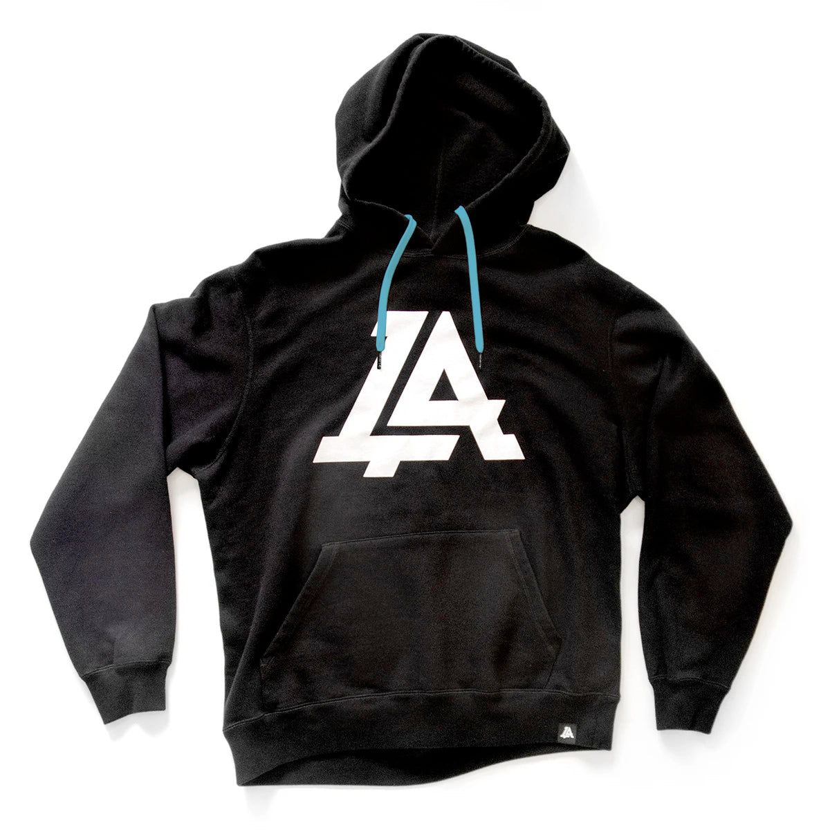 Lost Art Canada - black icon hoodie sweatshirt front view blue strings