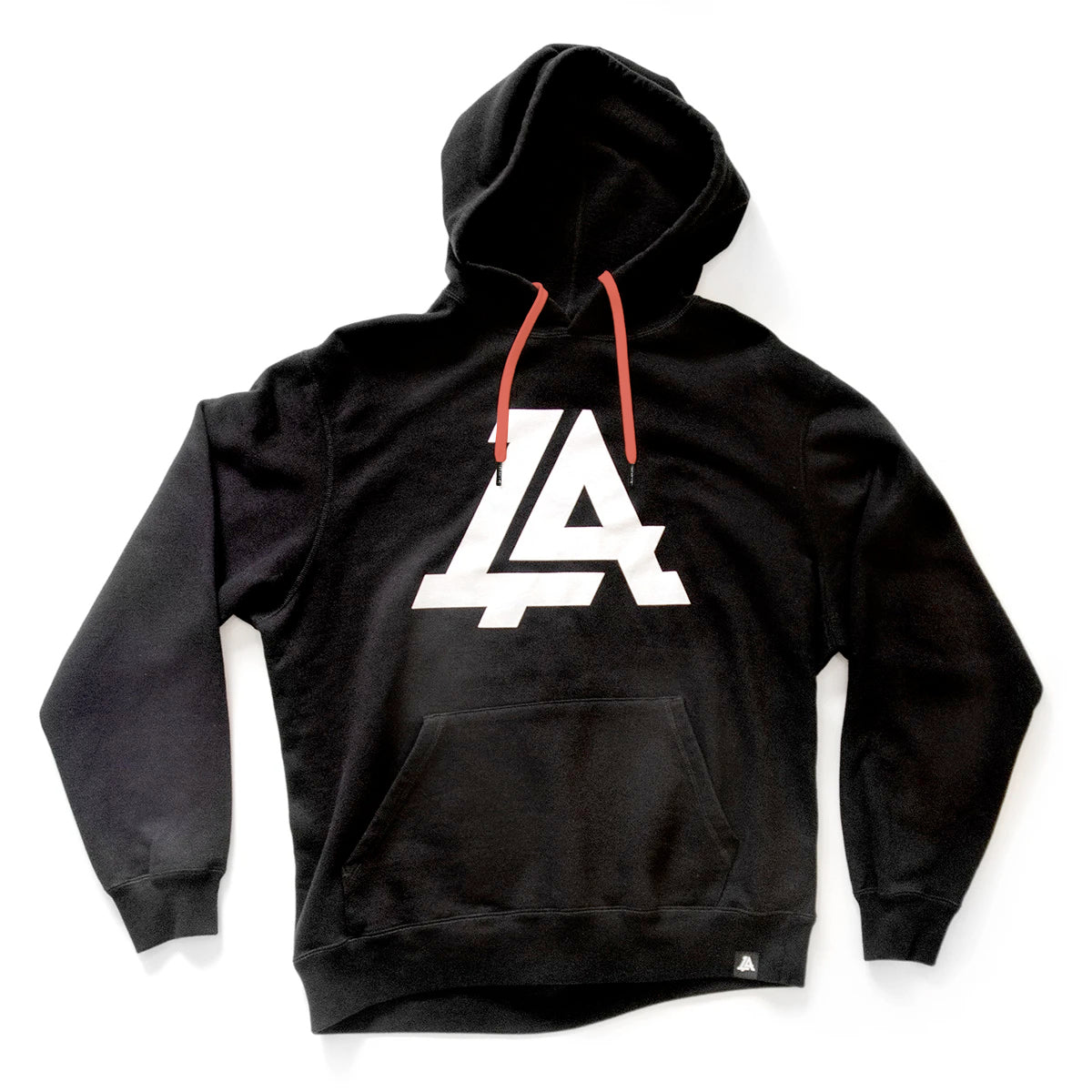 Lost Art Canada - black icon hoodie sweatshirt front view coral strings
