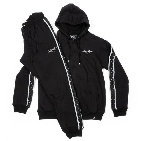 Lost Art Canada - black leisure suit sweatsuit set view