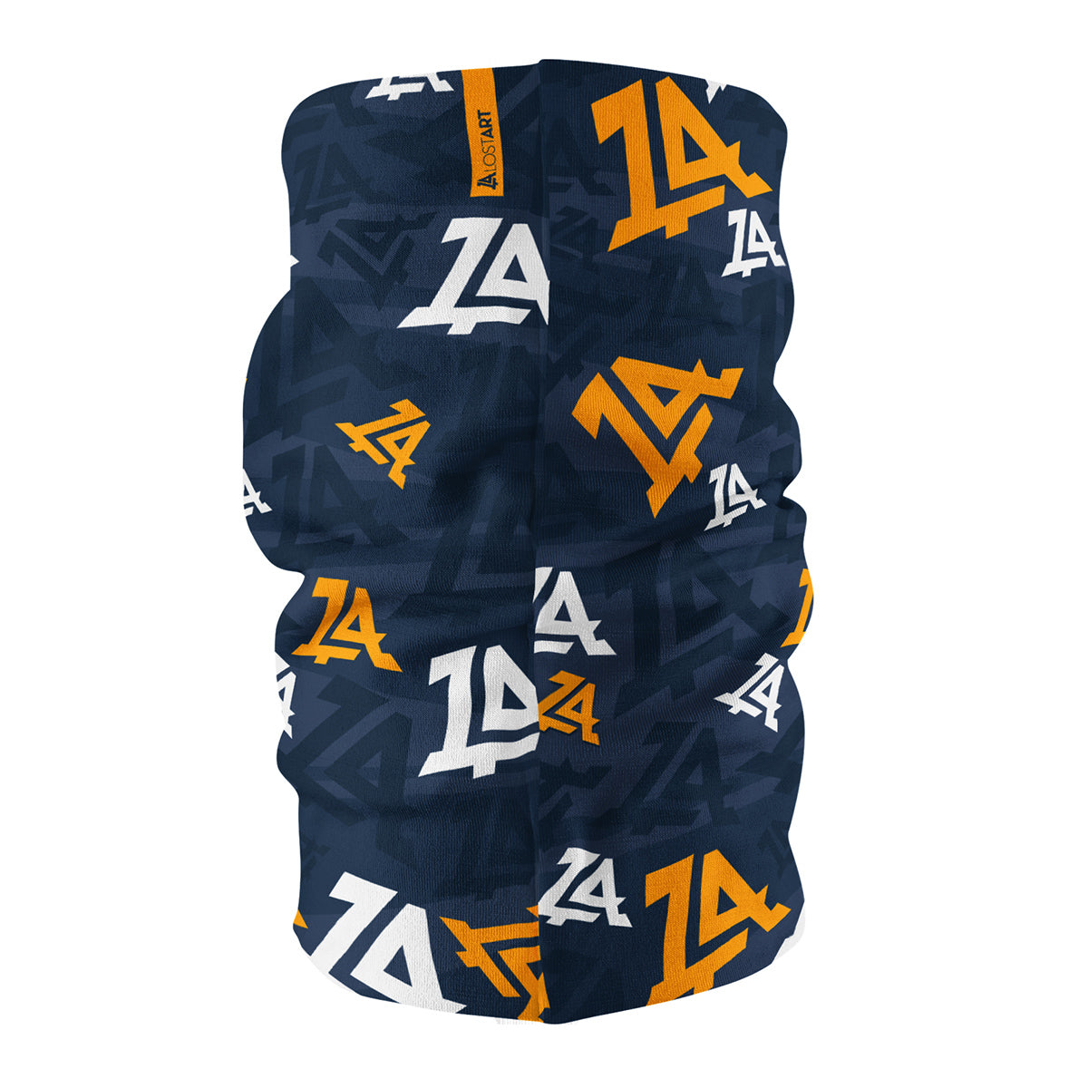 Lost Art Canada - all-over print blue yellow neck tube side view