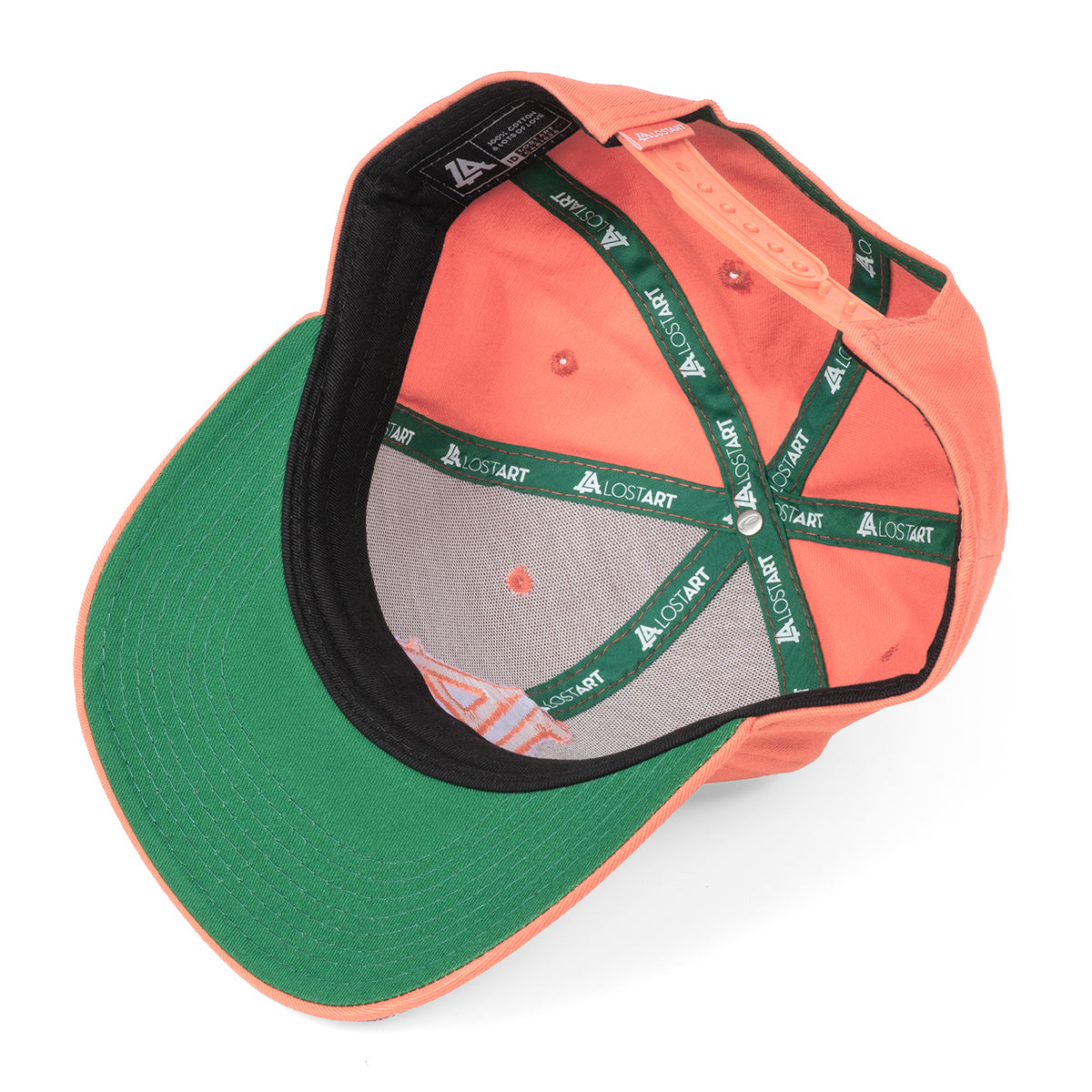 Lost Art Canada - coral outfielder baseball snapback hat inside view