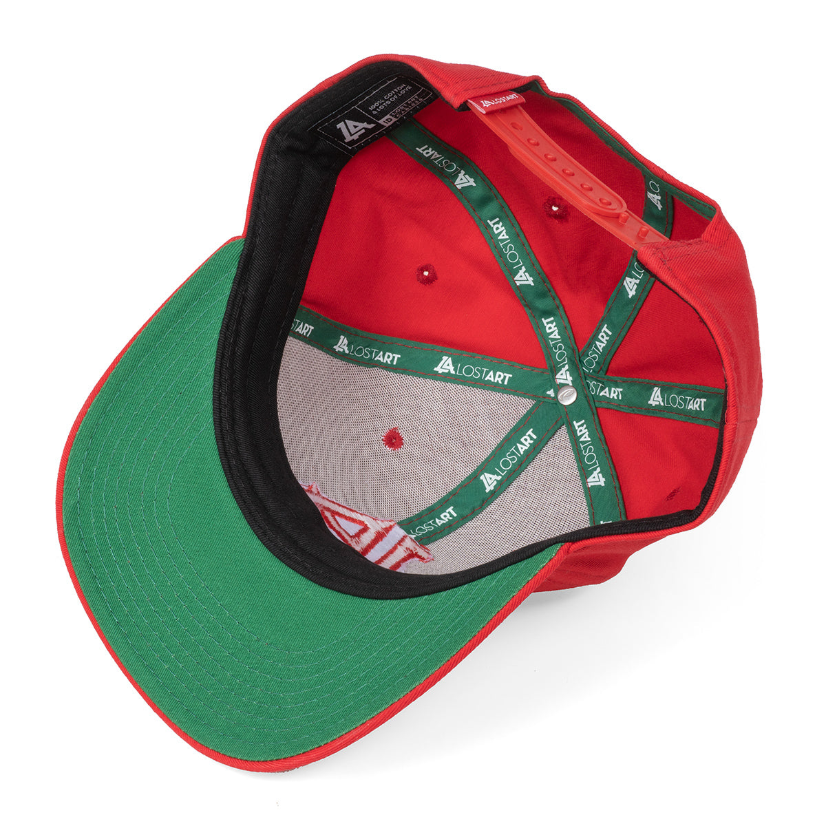 Lost Art Canada - red outfielder baseball snapback hat inside view