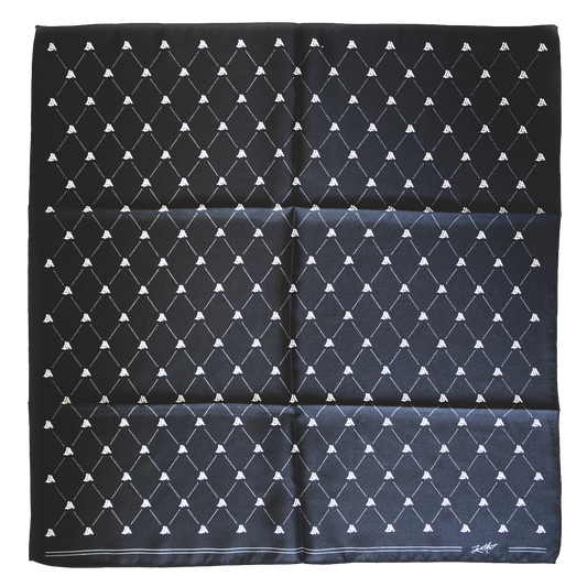 Lost Art Canada - custom black silk bandana front view