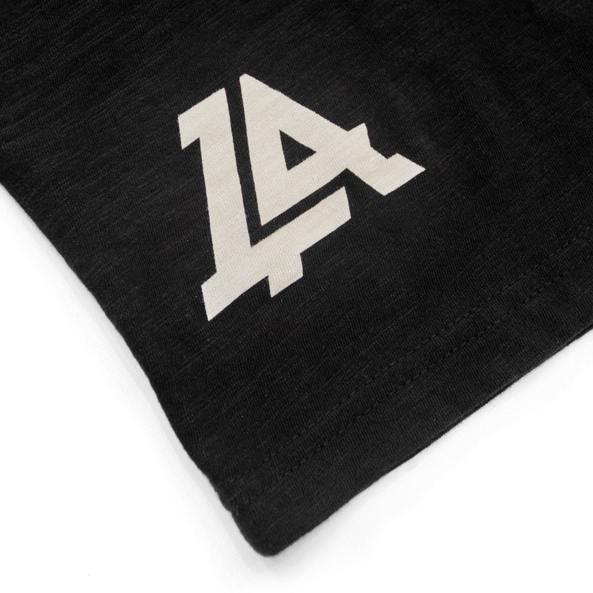 Lost Art Canada - discharge print black buddha tee back logo view