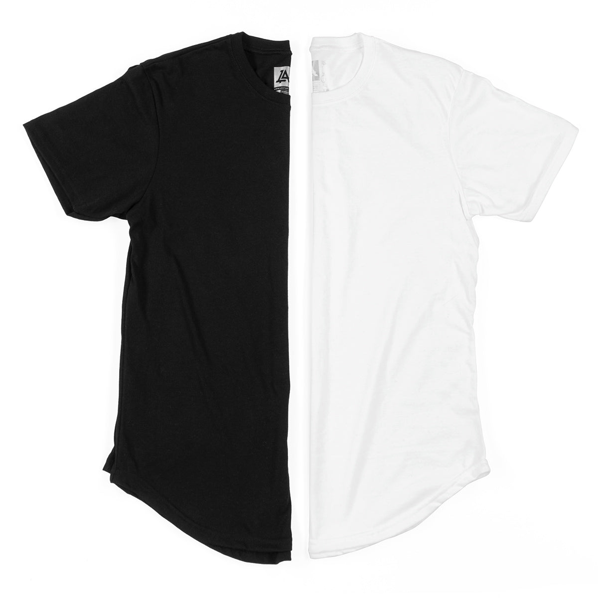 Lost Art Canada - black and white tagless basic tees half fold view