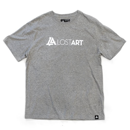 Lost Art Canada - white on grey basic logo tee front view