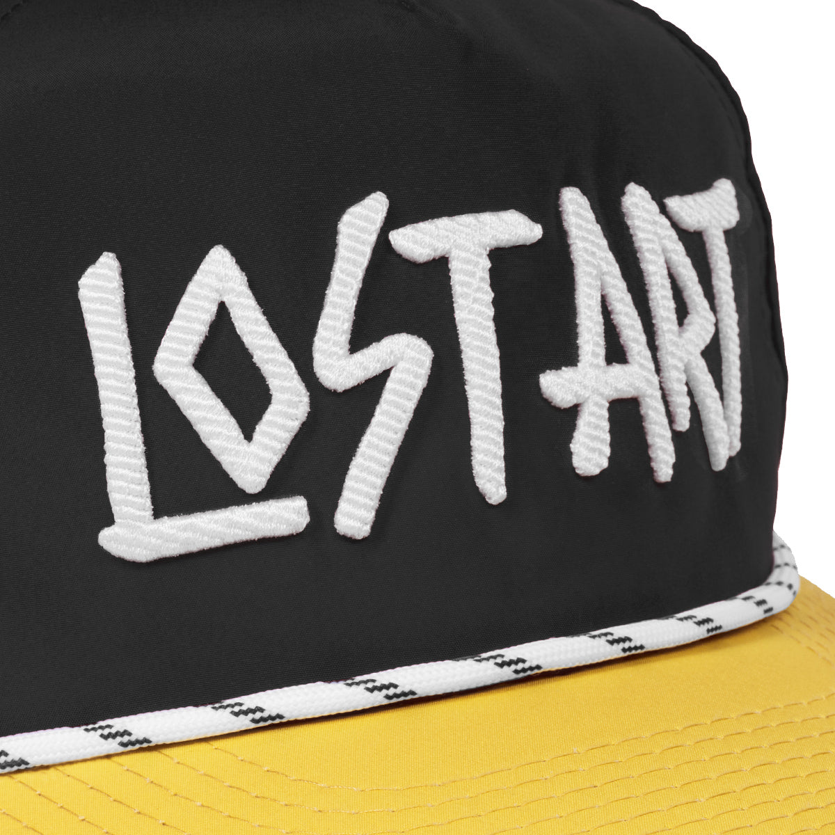 Lost Art Canada - black tsunami nylon surfer snapback hat close up