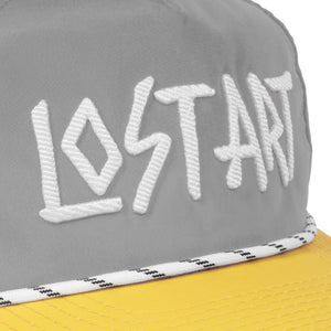 Lost Art Canada - grey tsunami nylon surfer snapback hat close up