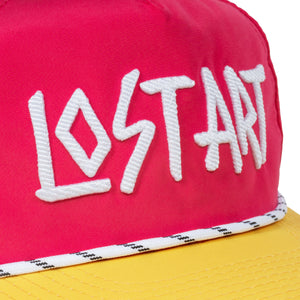 Lost Art Canada - magenta tsunami nylon surfer snapback hat close up